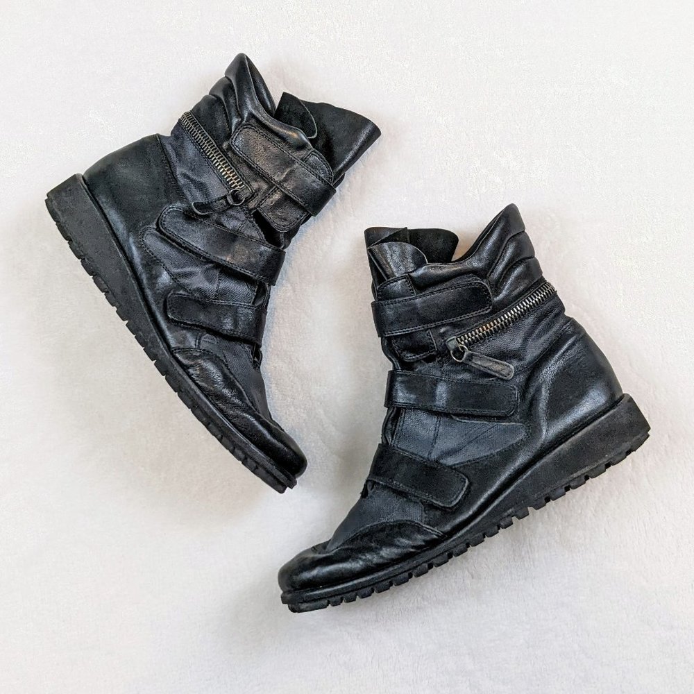 Stuart Weitzman ankle booties velcro moto sneaker ankle boots